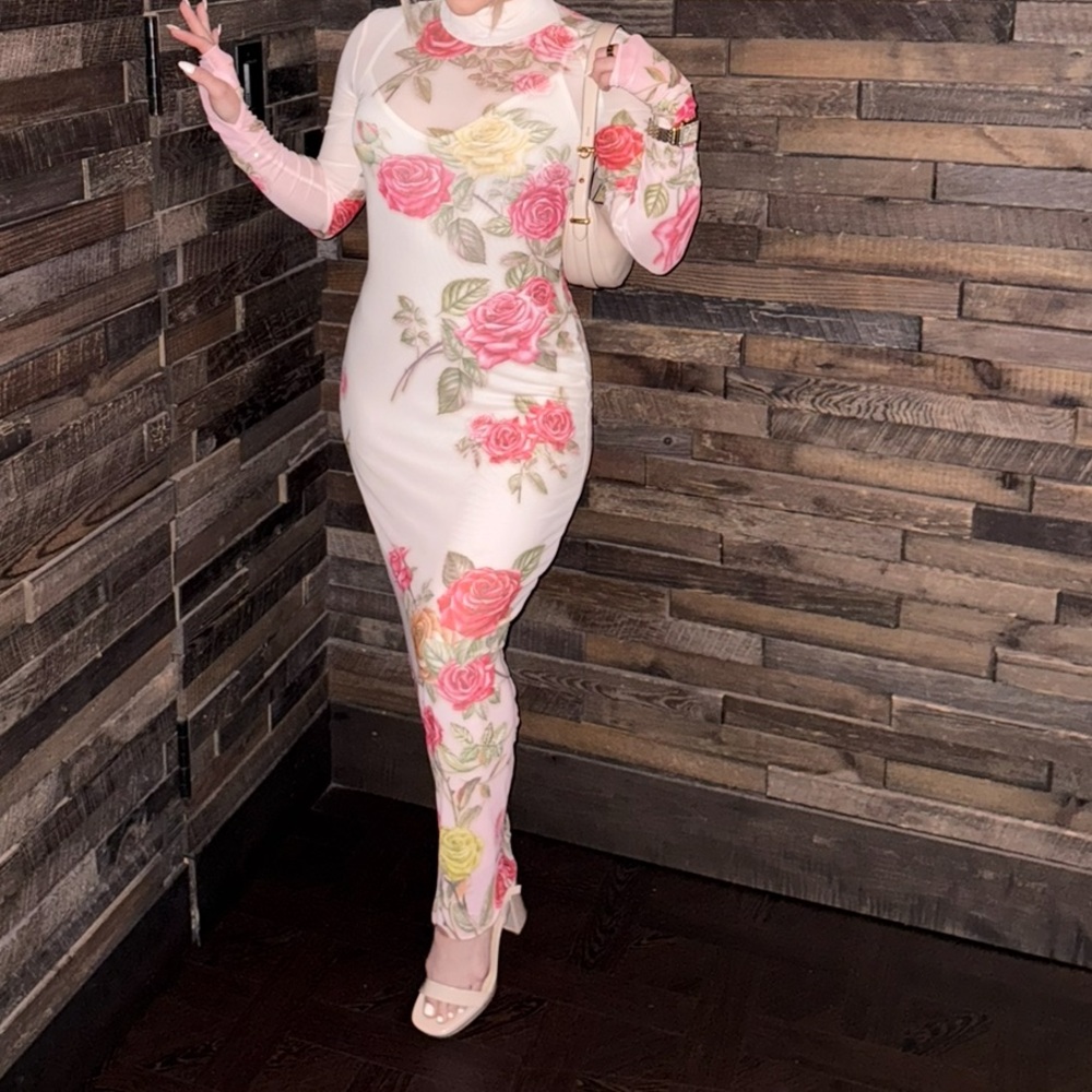 Chic Floral Long Sleeve Dress